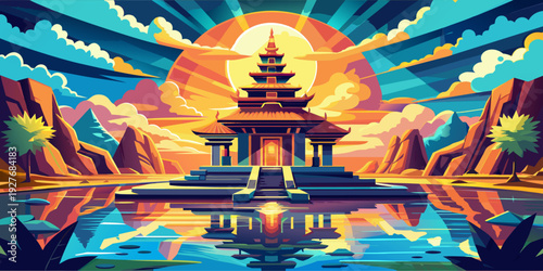 buddhist temple in the night