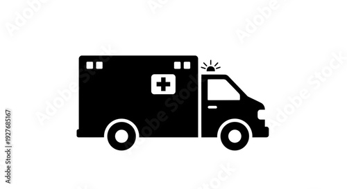 Ambulance Vehicle Medical Emergency Service Icon.