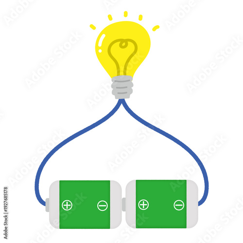 電気回路のイラスト|電球・電池/Electrical circuit illustration