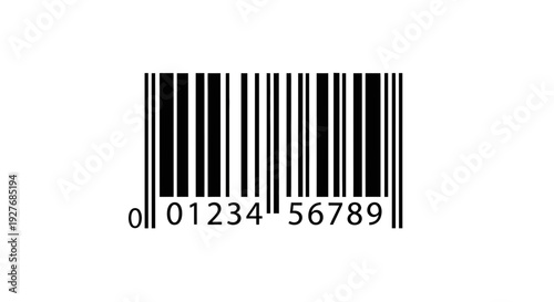 Barcode with Numbers and Black Bars.