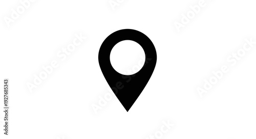 Black Map Pin Icon Symbol.