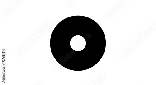 Black Vinyl Record on White Background.