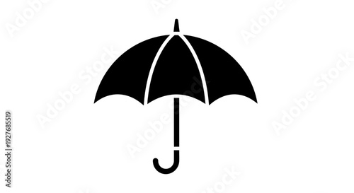Black Umbrella Silhouette with Curved Handle.