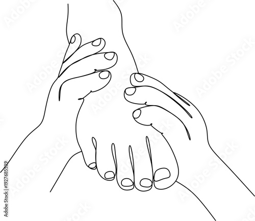 Vector illustration of foot massage, foot care concept, relaxing procedure for masseur, beautiful feet during massage for spa treatment advertising