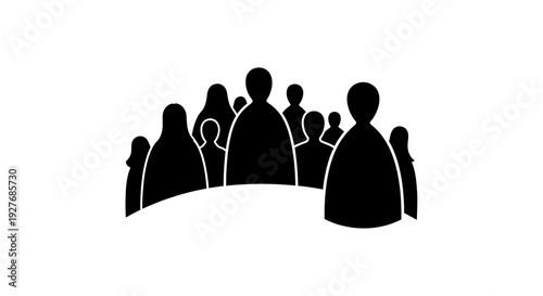 Silhouettes of People Standing Together United.