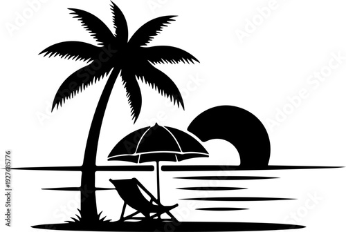 beach chair vector silhouette illustration