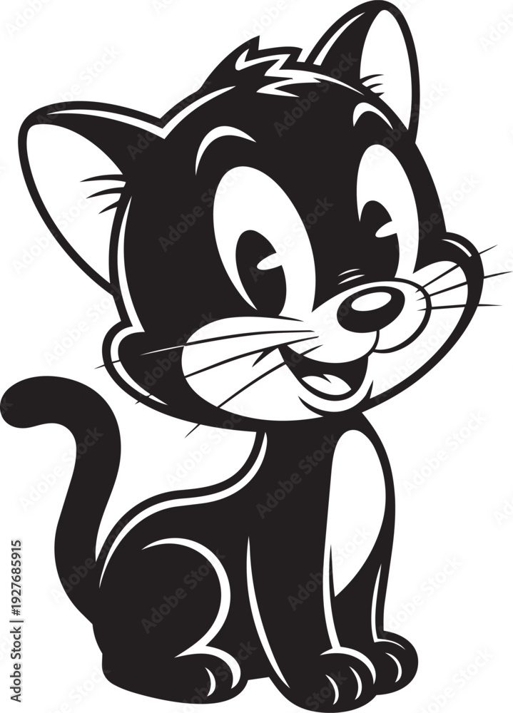 Obraz premium cartoon cat black vector illustration