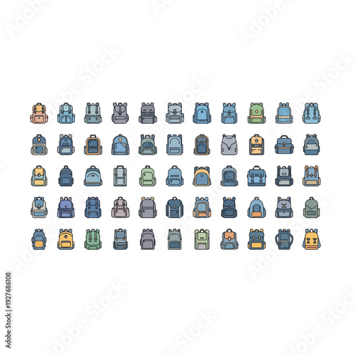 Comprehensive Backpack and School Bag Icon Collection