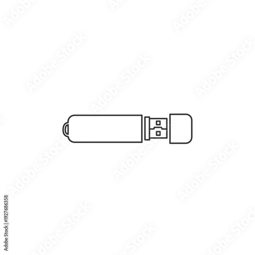 USB Flash Drive Data Storage Device Outline Icon