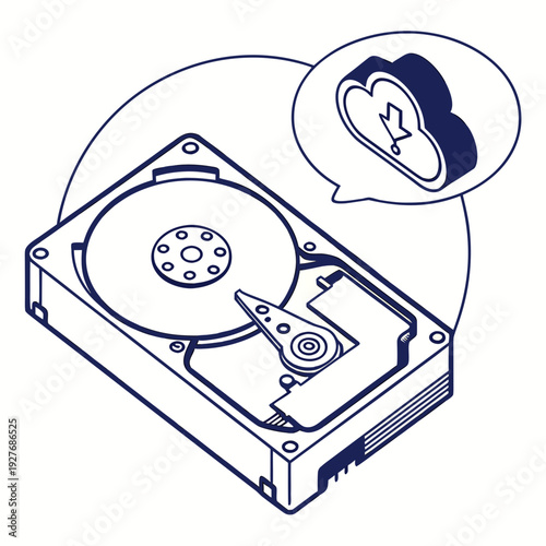 A hard drive with a disk removed