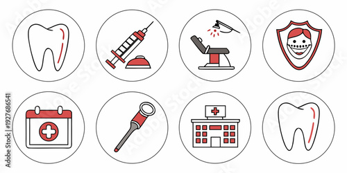 Diverse dental tools and equipment for various dental procedures and treatments Vector