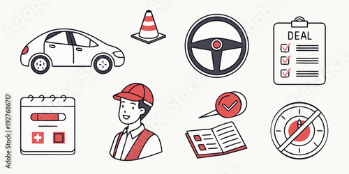 Assorted icons representing various aspects of traffic rules and regulations Vector