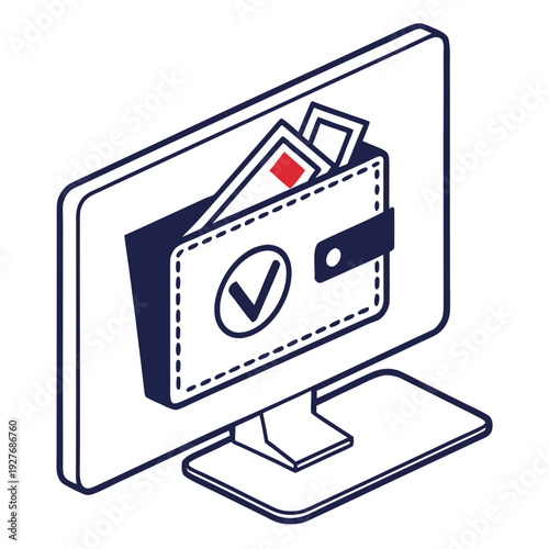 A computer monitor displaying a verified digital wallet