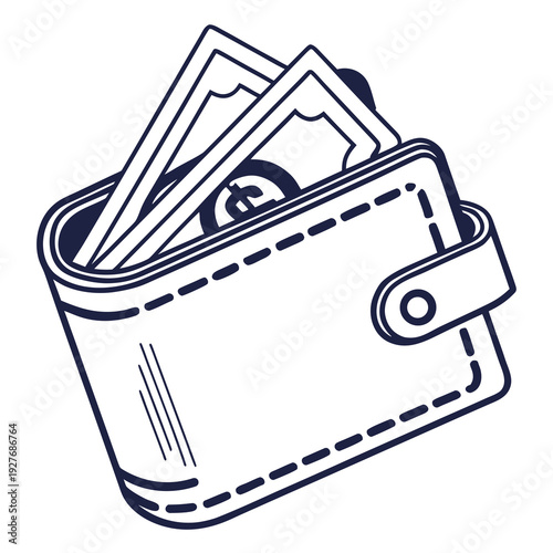 A wallet with money sticking out of it