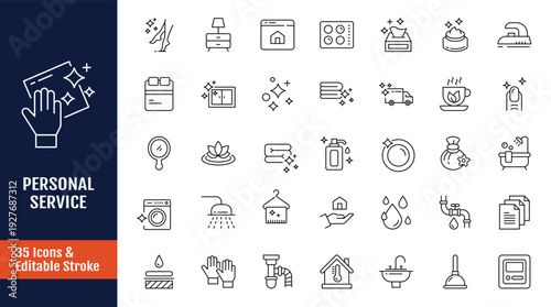 Personal service icon set. Outline icon with Editable stroke. Vector illustration