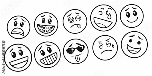 Assorted emoticon faces with various expressions and emotions Vector