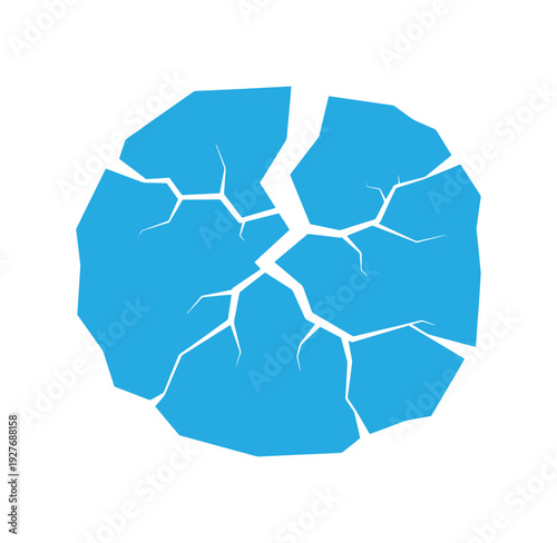 blue cracked surface with white background