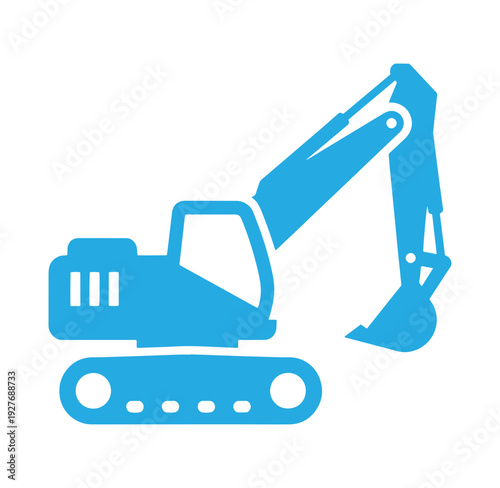 blue excavator machine icon for construction and industry uses  heavy equipment symbol