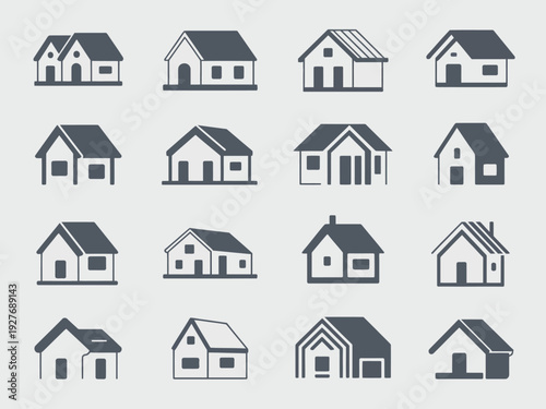 Collection of various house in blue and white buildings