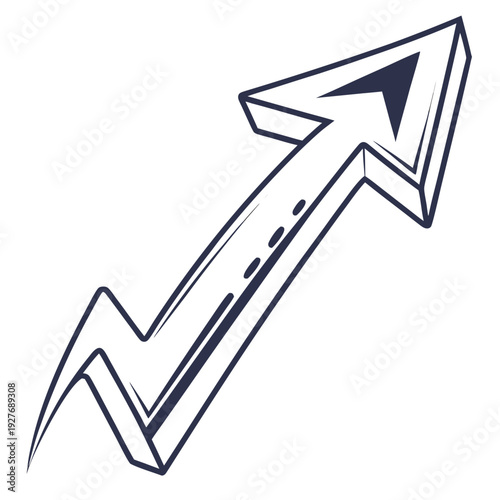 A blue arrow pointing upwards on a white background