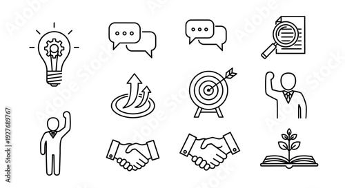 A collection of diverse icons representing various concepts and ideas.