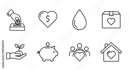 Icons representing various aspects of social responsibility and community support
