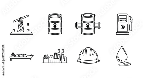 Diverse industrial and environmental icons representing various sectors and resources