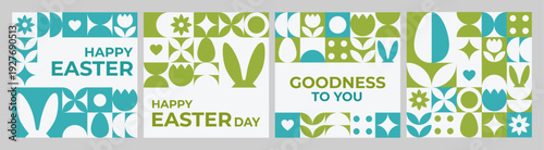 Modern Easter design collection with bunny, eggs and floral elements. Perfect for social media, branding, marketing campaigns, greeting cards, packaging and seasonal spring promotions.