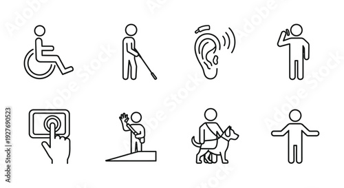 Diverse accessibility symbols representing various types of disabilities