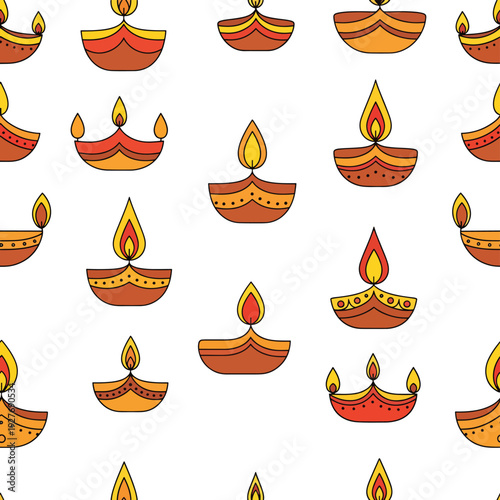 Traditional Indian Clay Diya Lamps.