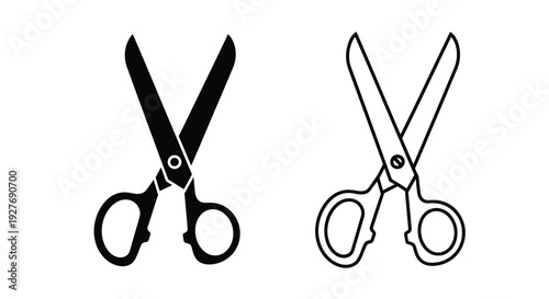 Two pairs of scissors depicted in contrasting black and white outlines