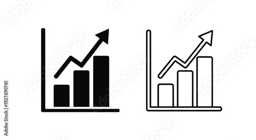 Two black and white line graphs depicting upward financial trends