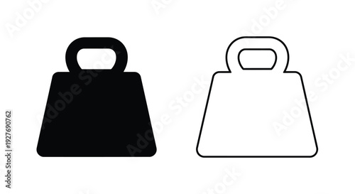 Two simple bag icons one filled black and one outlined white