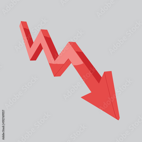 Red arrow showing sharp decline and downward trend