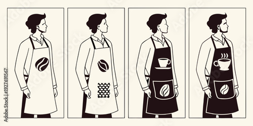 Illustrations of individuals in various uniforms and costumes from different professions. Vector