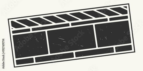 A vintage film strip with three frames showing stars and a moon. Vector