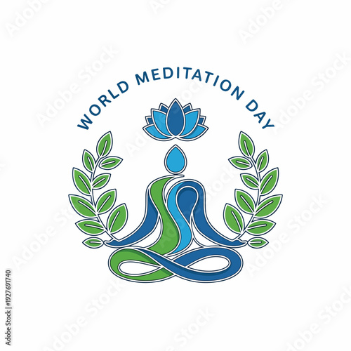 Meditation logo with lotus flower symbol.