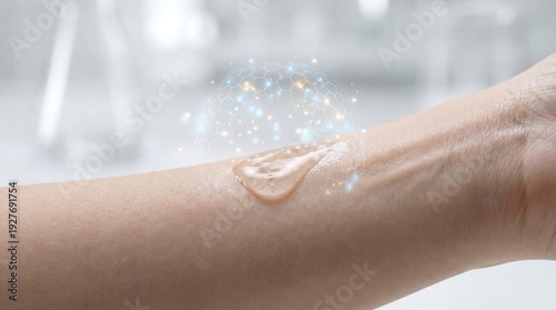 Wallpaper Mural Cosmetic product application on skin with light effects beauty and skincare concept Torontodigital.ca