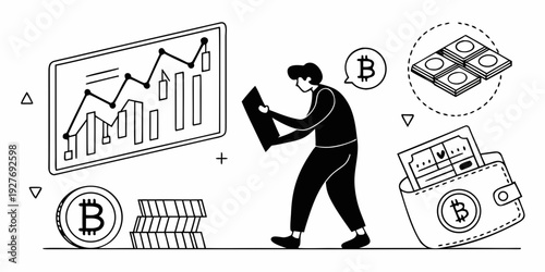 Businessman analyzing financial data with various charts and graphs Vector