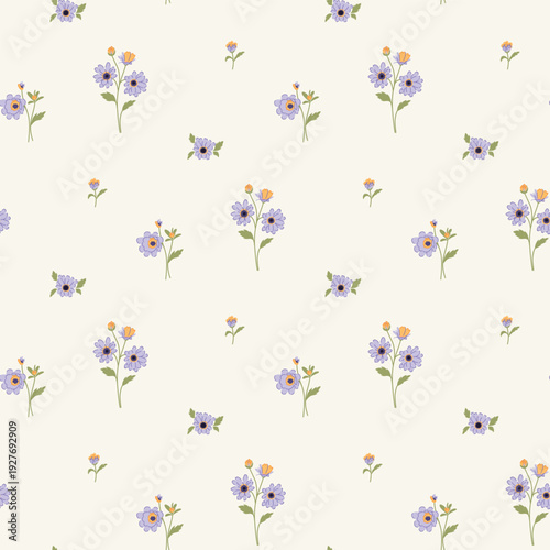 Flower pattern, ditsy seamless floral pattern, small little cute flower background. Flower repeat pattern. Ditsy print,  surface design. Ditsy floral for fashion, texture, fabric, wrapping, wallpaper