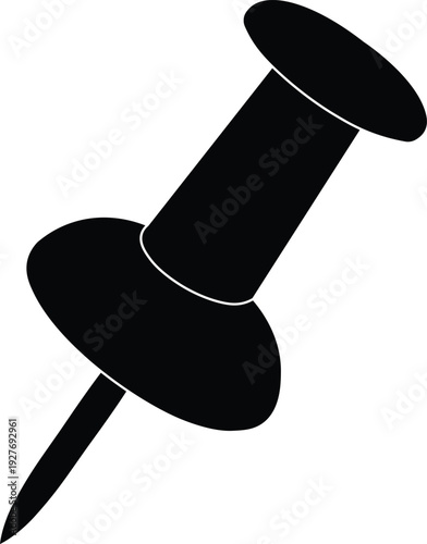 silhouette of a pushpin side view vector illustration