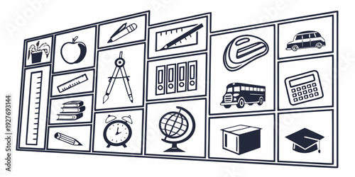 A collage of diverse images showcasing various objects and scenes from daily life Vector