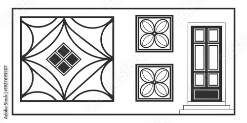 A collection of intricate geometric patterns and designs in various shapes and sizes Vector