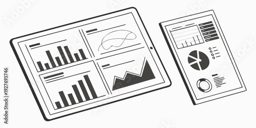 A detailed comparison of data visualizations on two separate devices Vector