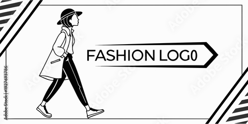 A stylish woman walking with a shopping bag in a modern urban setting Vector