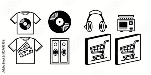 A collection of various audio and video equipment icons. Vector