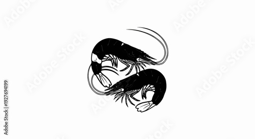 Two stylized black shrimp forming a yin-yang like shape