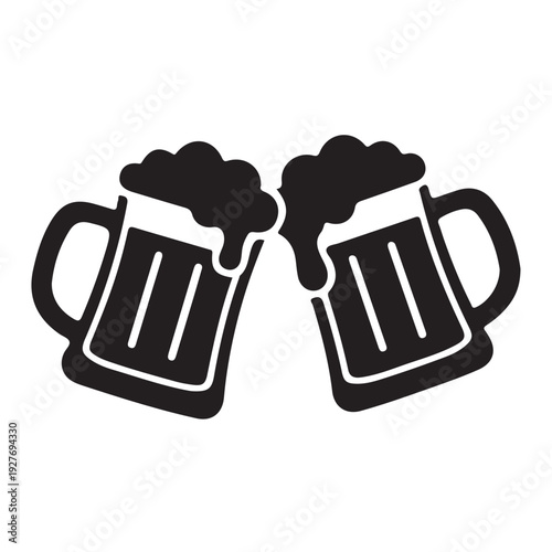 Two Beer Mugs Clinking Together.