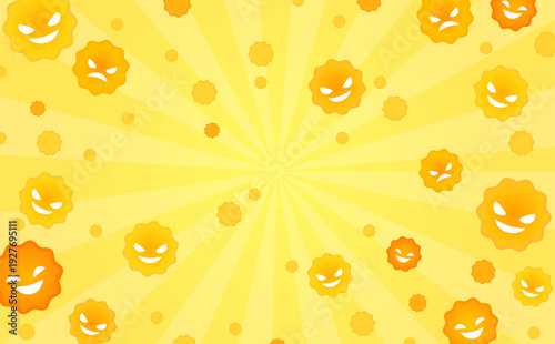 花粉が飛散する集中線背景_横