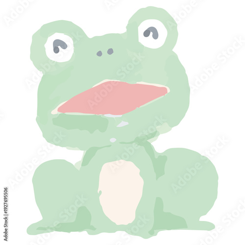 幼稚園・保育園向け 6月のやさしい水彩挿絵イラストシリーズ｜カエル / June Watercolor Frog Illustration for Kindergarten & Nursery